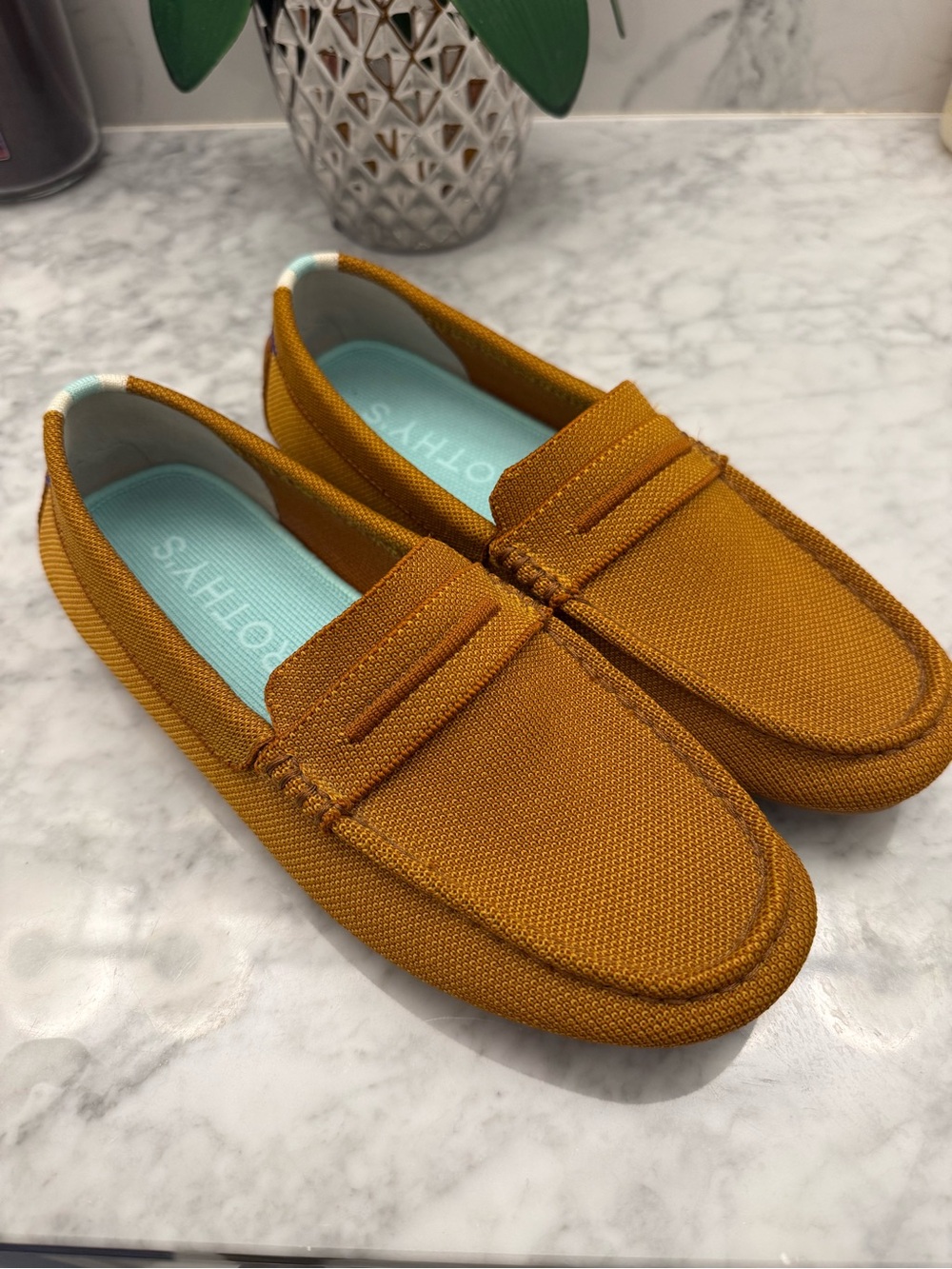 Rothy’s The Driving Loafer Cognac Knit Size 8.5